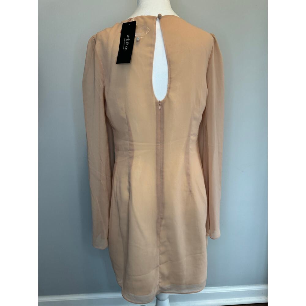 Ark & Co. Anthropologie peach blush embroidered dress tunic sheer bell sleeve - Picture 6 of 15